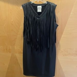 Random Hearts vegan leather fringe dress size M